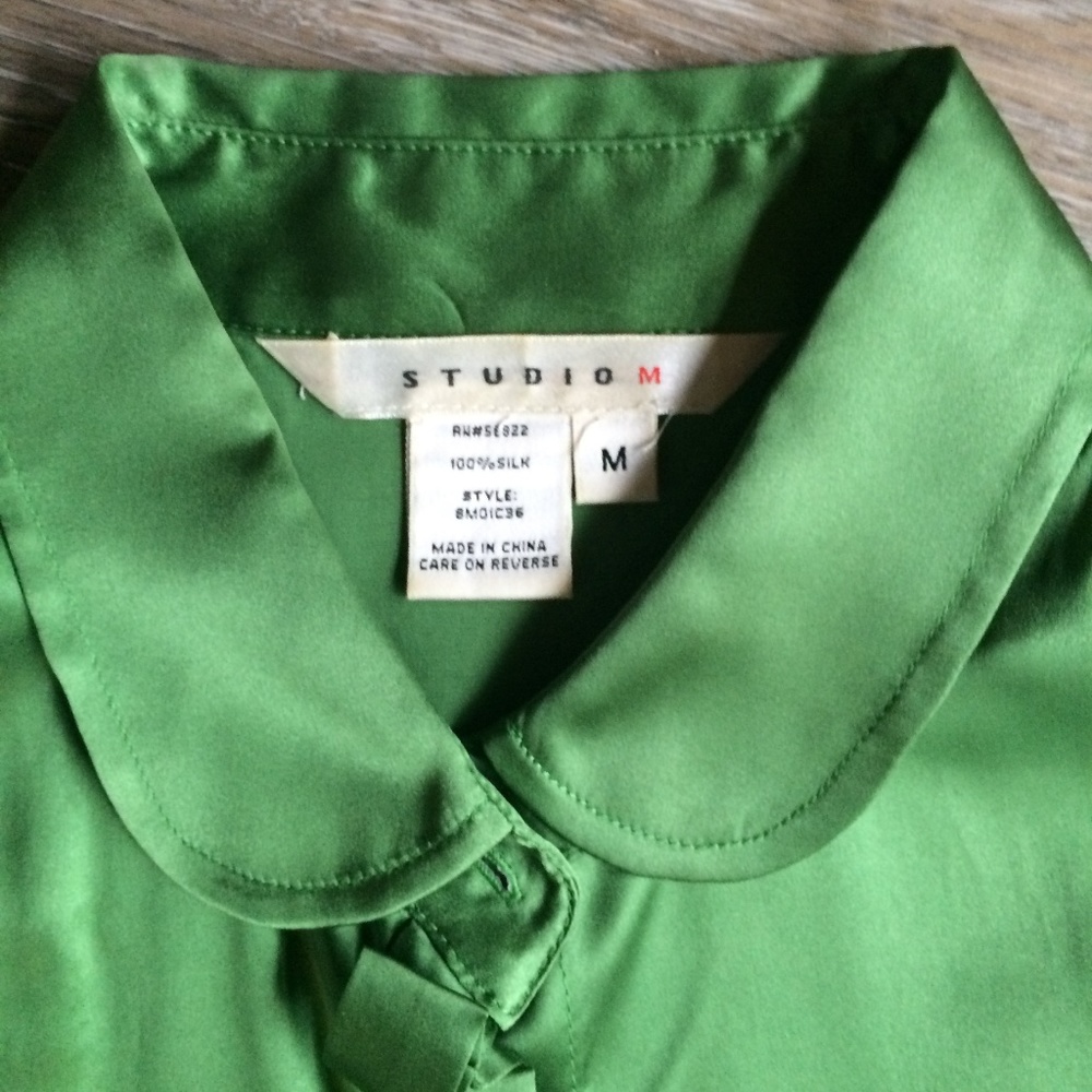 Studio M green button up shirt